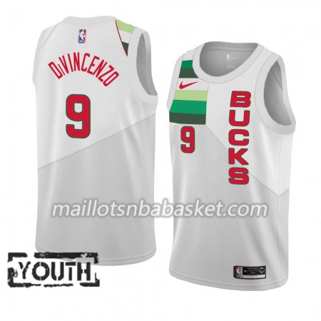 Maillot Enfant Milwaukee Bucks Donte Divincenzo 9 2018-19 Nike Blanc Swingman